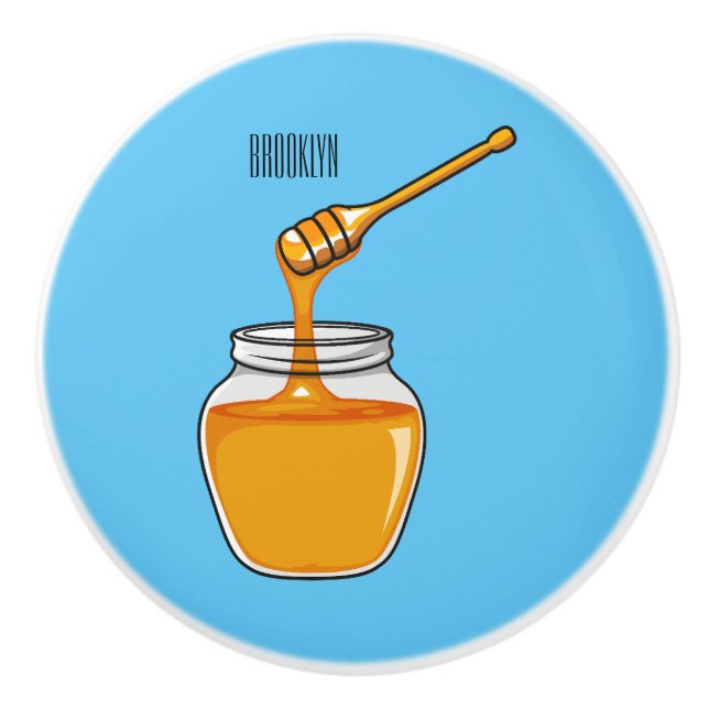 Honey cartoon illustration  ceramic knob (Front)