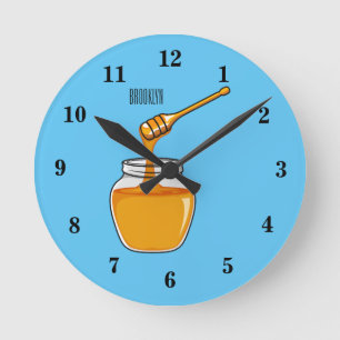 Honey cartoon illustration round clock