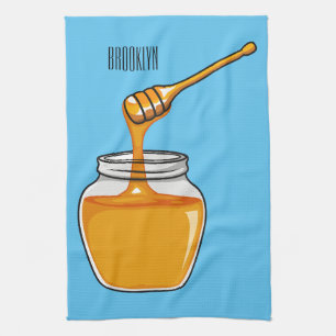 Honey cartoon illustration tea towel