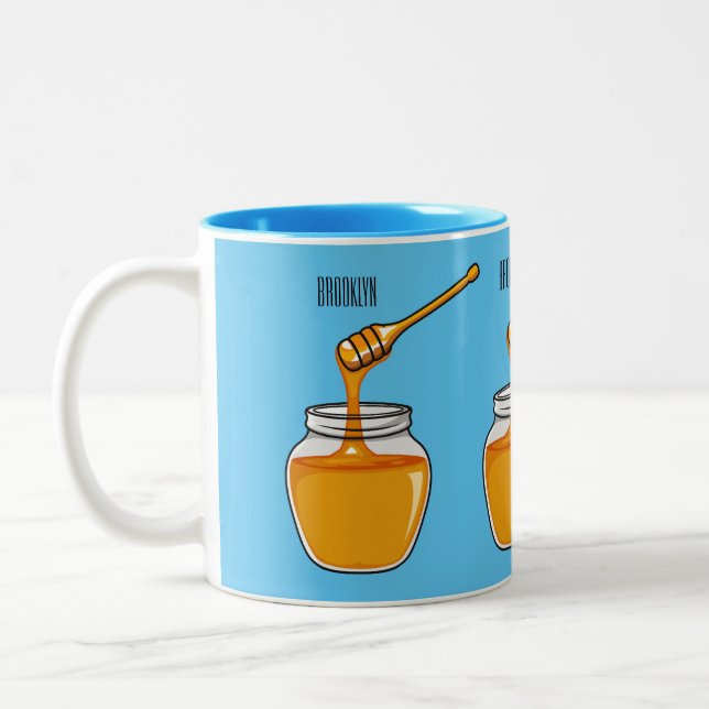 Honey cartoon illustration  Two-Tone coffee mug (Left)