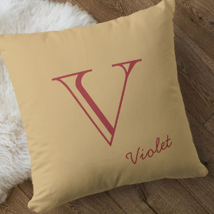 Honey Champagne and Red Wine - Simple Monogrammed Cushion
