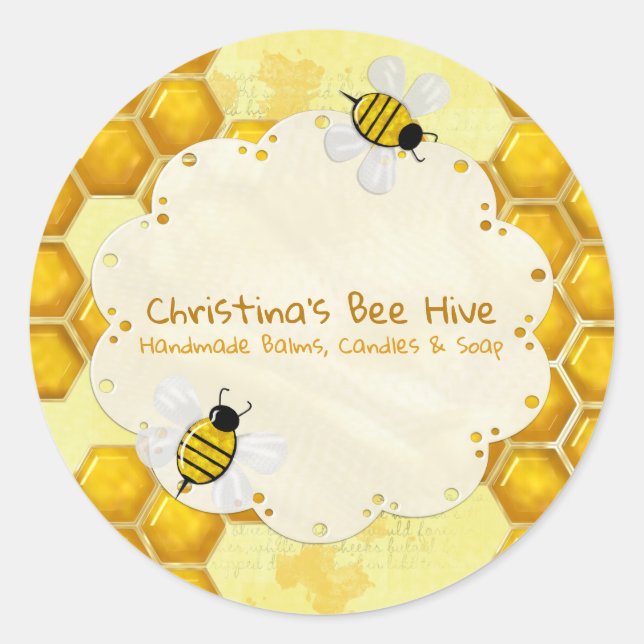 Honey Comb 3D Whimsey BUSINESS Classic Round Sticker (Front)