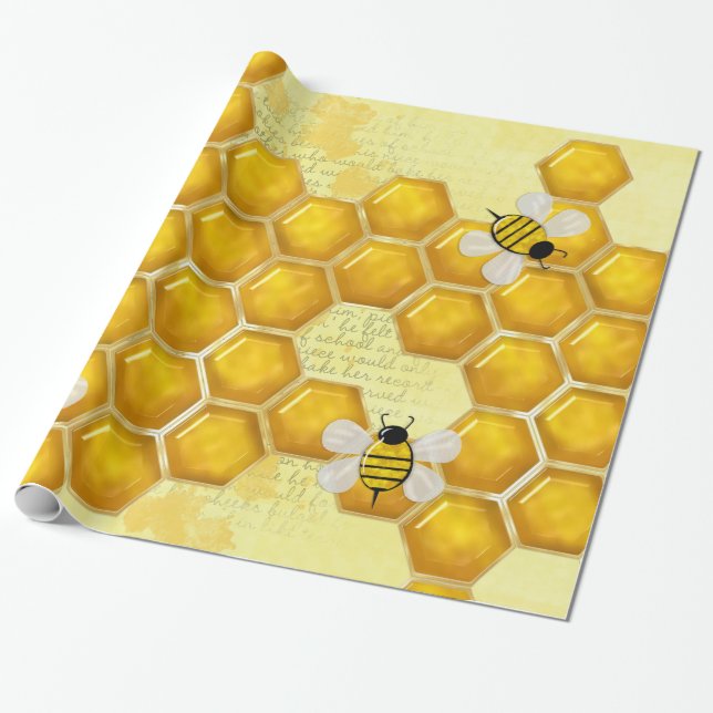 Honey Comb 3D Whimsey  Wrapping Paper (Unrolled)