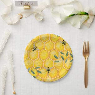 Honey Comb Bumble Bee Paper Plate