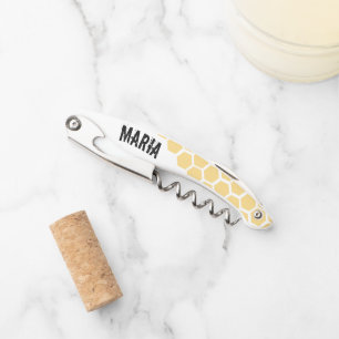Honey Comb Yellow Custom Name Corkscrew