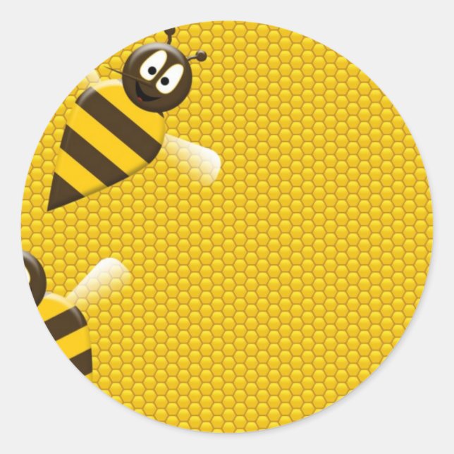 Honey Comb Yellow Gold  Bee Bees Pattern Art Classic Round Sticker (Front)