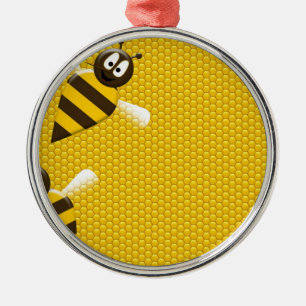 Honey Comb Yellow Gold Bee Bees Pattern Art Metal Tree Decoration