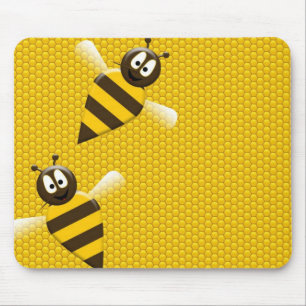 Honey Comb Yellow Gold Bee Bees Pattern Art Mouse Pad