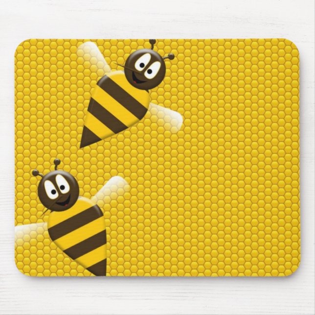 Honey Comb Yellow Gold  Bee Bees Pattern Art Mouse Pad (Front)