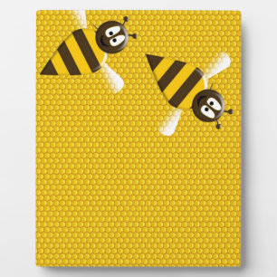 Honey Comb Yellow Gold Bee Bees Pattern Art Plaque