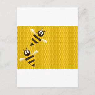 Honey Comb Yellow Gold Bee Bees Pattern Art Postcard