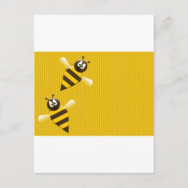 Honey Comb Yellow Gold  Bee Bees Pattern Art Postcard (Front)