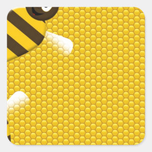 Honey Comb Yellow Gold  Bee Bees Pattern Art Square Sticker