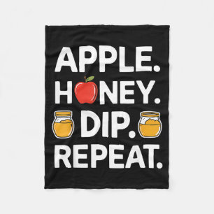 Honey Dip Repeat Funny Rosh Hashanah Jewish New Ye Fleece Blanket