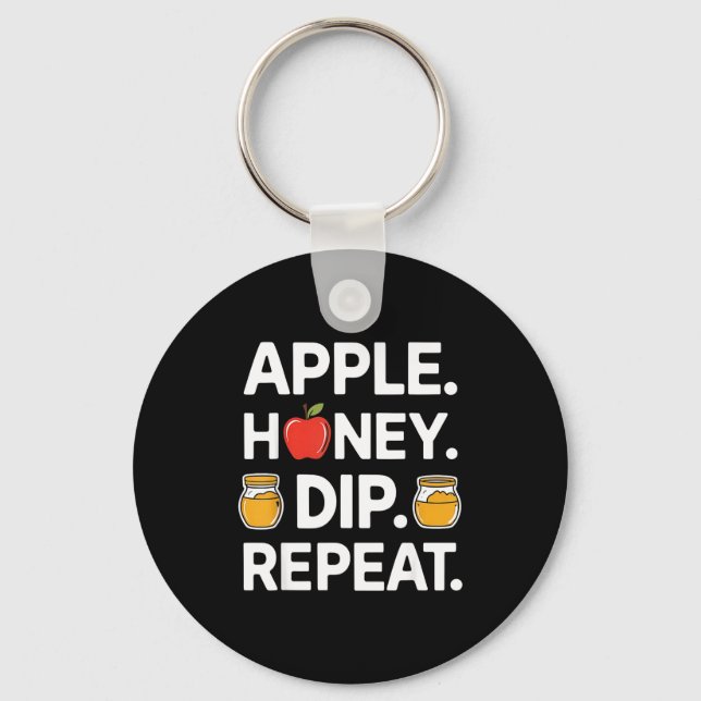Honey Dip Repeat Funny Rosh Hashanah Jewish New Ye Key Ring (Front)
