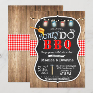 Honey Do BBQ Couples Engagement Invitation