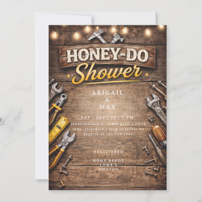 Honey Do Couples Rustic Bridal Shower Invitation (Front)