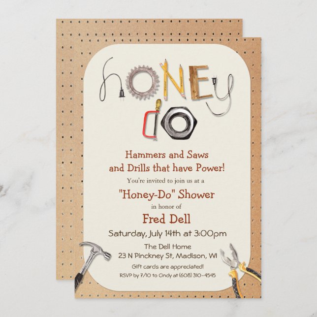 Honey Do Couples Shower Invitation (Front/Back)