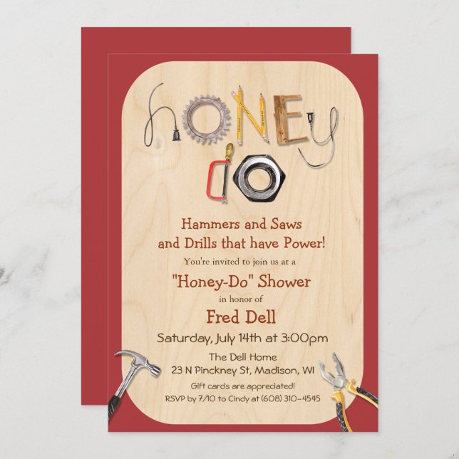 Honey Do Couples Shower Invitation (Front/Back)