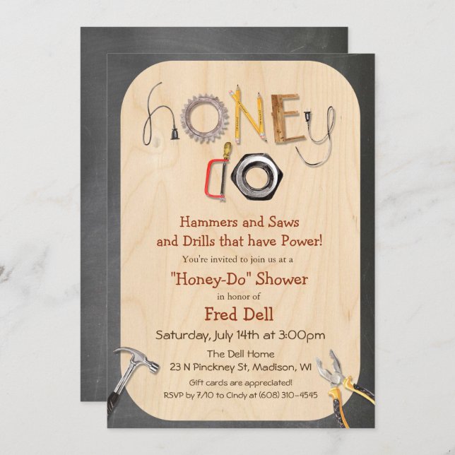 Honey Do Couples Shower Invitation (Front/Back)