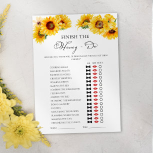 Honey Do List Fall Floral Bridal Shower Game Card