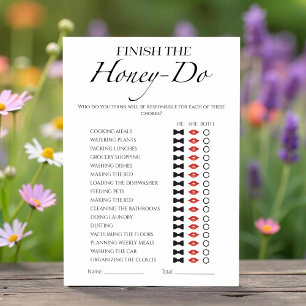 Honey Do List Minimalist Bridal Shower Game Card