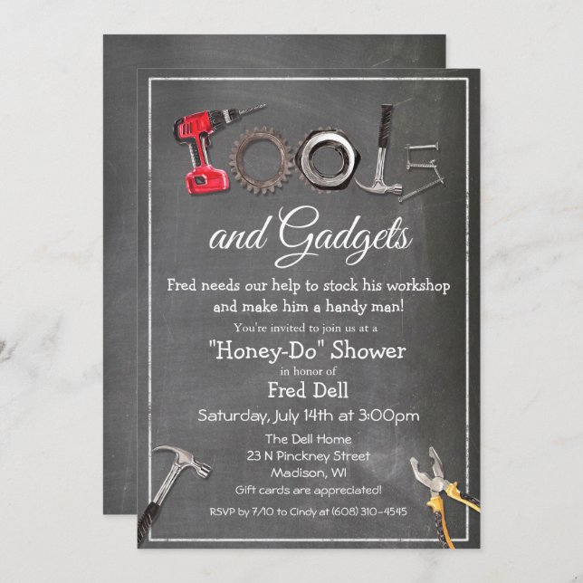 Honey Do Tools & Gadgets Shower Male Invitation (Front/Back)