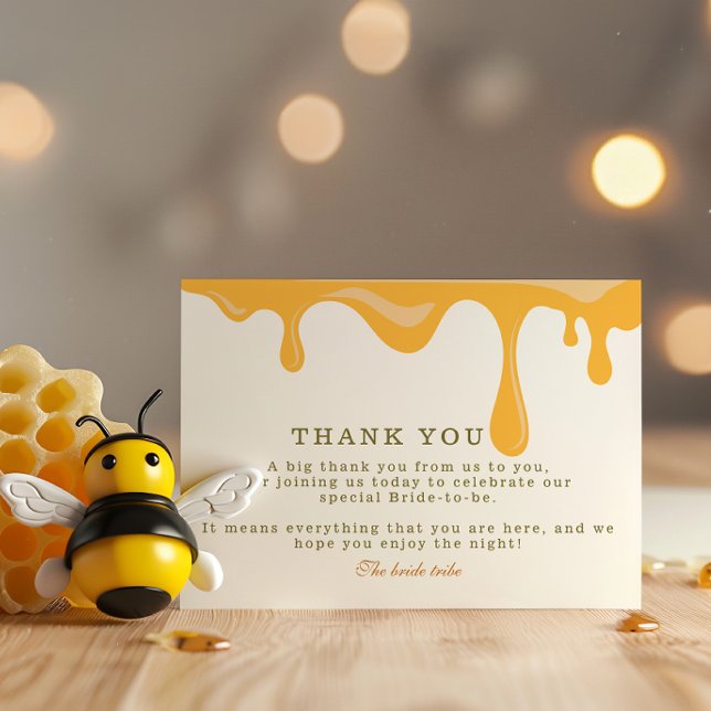 Honey drip floral bee bridal shower thank you card (Creator Uploaded)