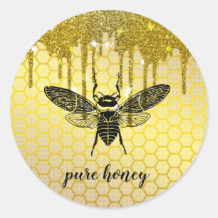 Honey Drips Gold Bee Seller Apiarist Vintage Classic Round Sticker