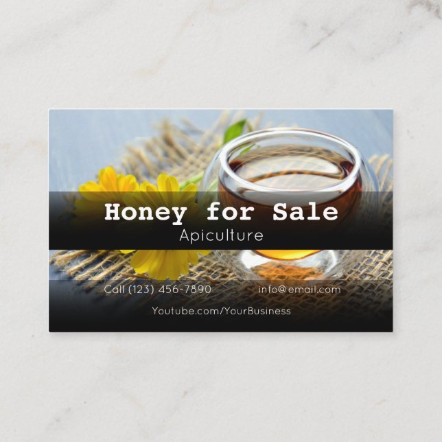 Honey for Sale Apiculture Business Company Busines Business Card (Back)