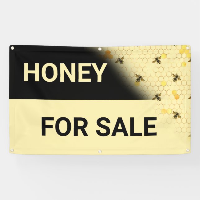 Honey For Sale Bees Honeycomb Fence Banner (Horizontal)