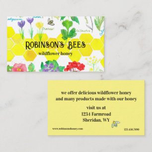 Honey For Sale Honeycomb Flowers For Bees Business Card