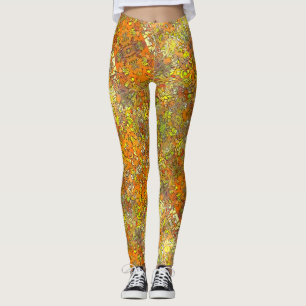 "Honey Forest," Print Floral Leggings by Leric Dax