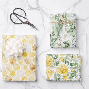 Honey Garden Flowers Christmas  Wrapping Paper Sheet