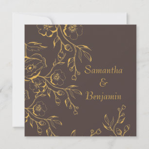 Honey Gold Autumn Floral Wedding Invitation