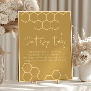 Honey Golden Beige Baby Shower Don't Say Baby Poster