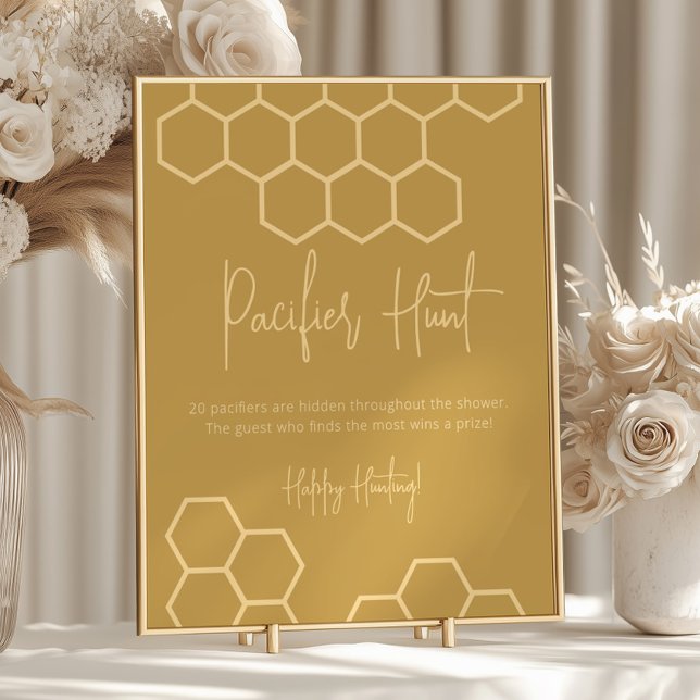 Honey Golden Beige Baby Shower Pacifier Hunt Sign (Creator Uploaded)