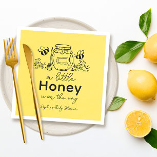 Honey Hand-drawn Jar Bees Yellow Baby Shower Napkin
