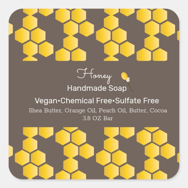 Honey Handmade Soap Beauty Branding Square Sticker (Front)
