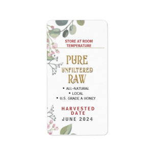 Honey Hex Jar Side Panel Info Storage Harvest Date Label