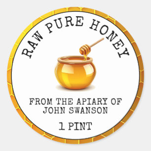 Honey Honeycomb Apiary Honey Pot Classic Round Sticker
