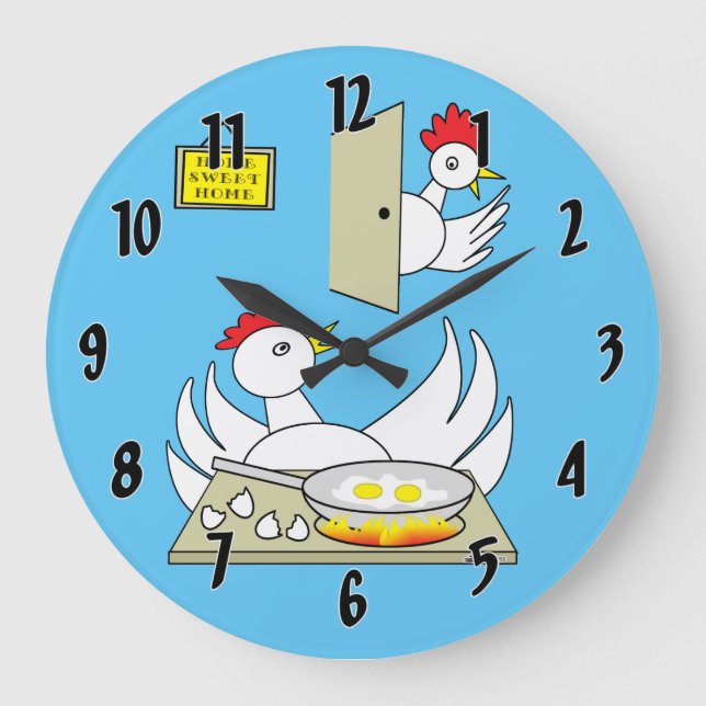Honey  I'm Home Chickens Large Clock (Front)