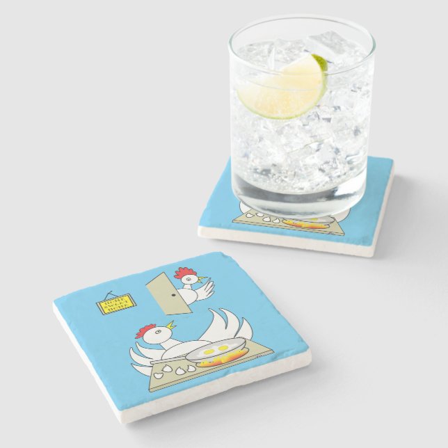 Honey  I'm Home Chickens Stone Coaster (Side)