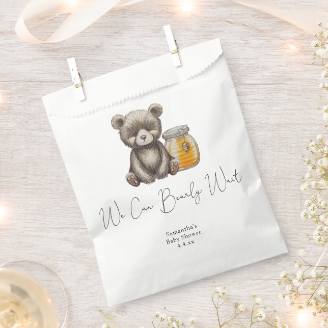 Honey jar and teddy Bear - We can bearly wait Favour Bag (Clipped)