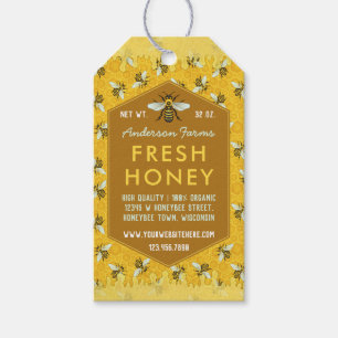Honey Jar Apiary Jar Tags Honeycomb and Bees