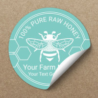 Honey Jar Bee Honey Apiary Teal Beekeeper Farm