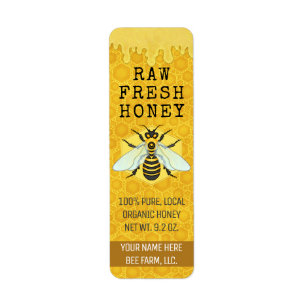 Honey Jar Bee Labels   Honeybee Honeycomb Apiary
