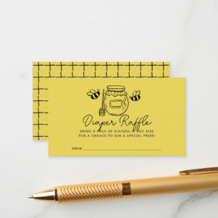 Honey Jar & Bees Baby Shower Diaper Raffle Ticket Enclosure Card