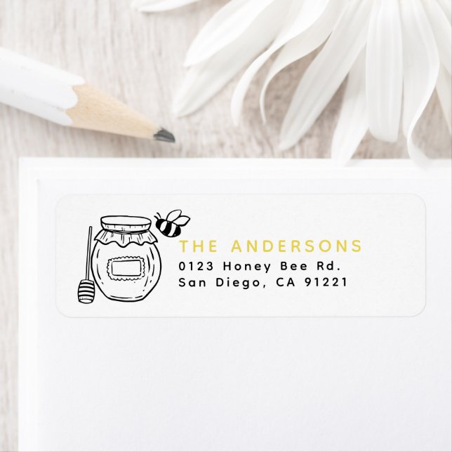 Honey Jar & Bees Return Address Label (Insitu)