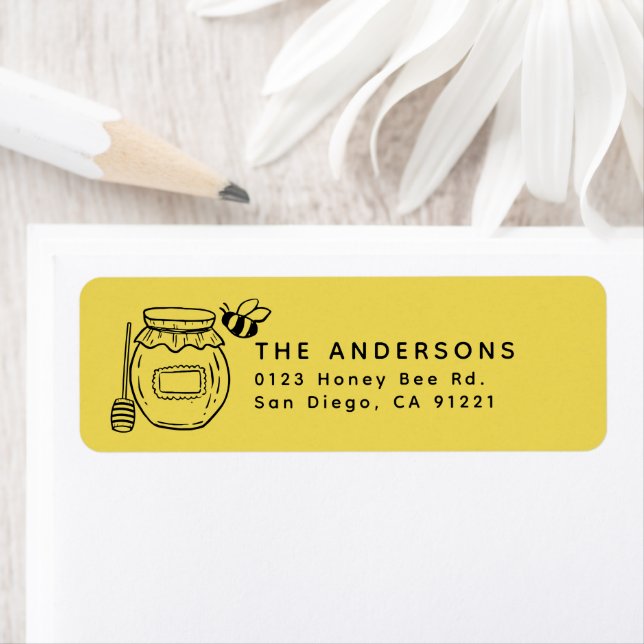 Honey Jar & Bees Return Address Return Address Label (Insitu)